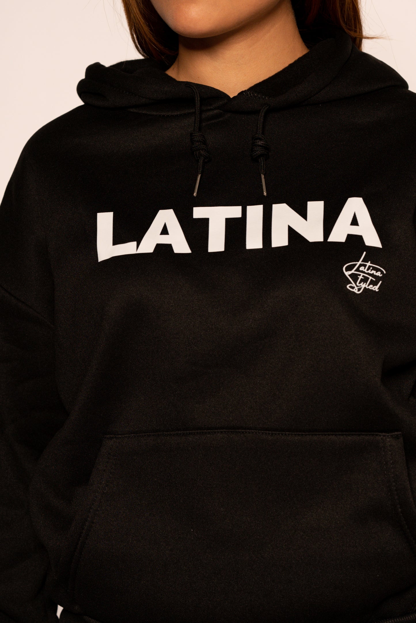 Latina Slogan Hoodie - Black