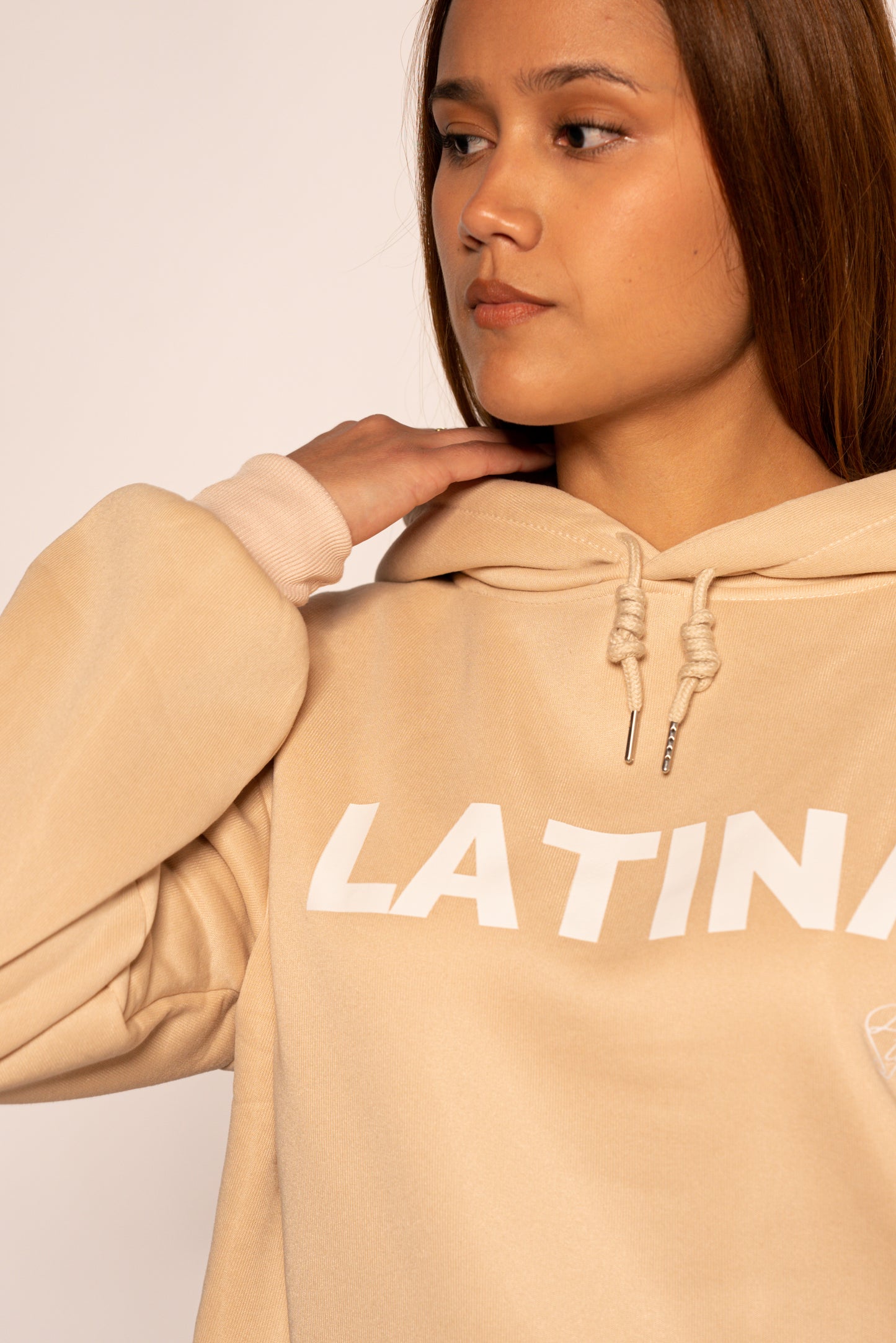 Latina Slogan Hoodie - Crema