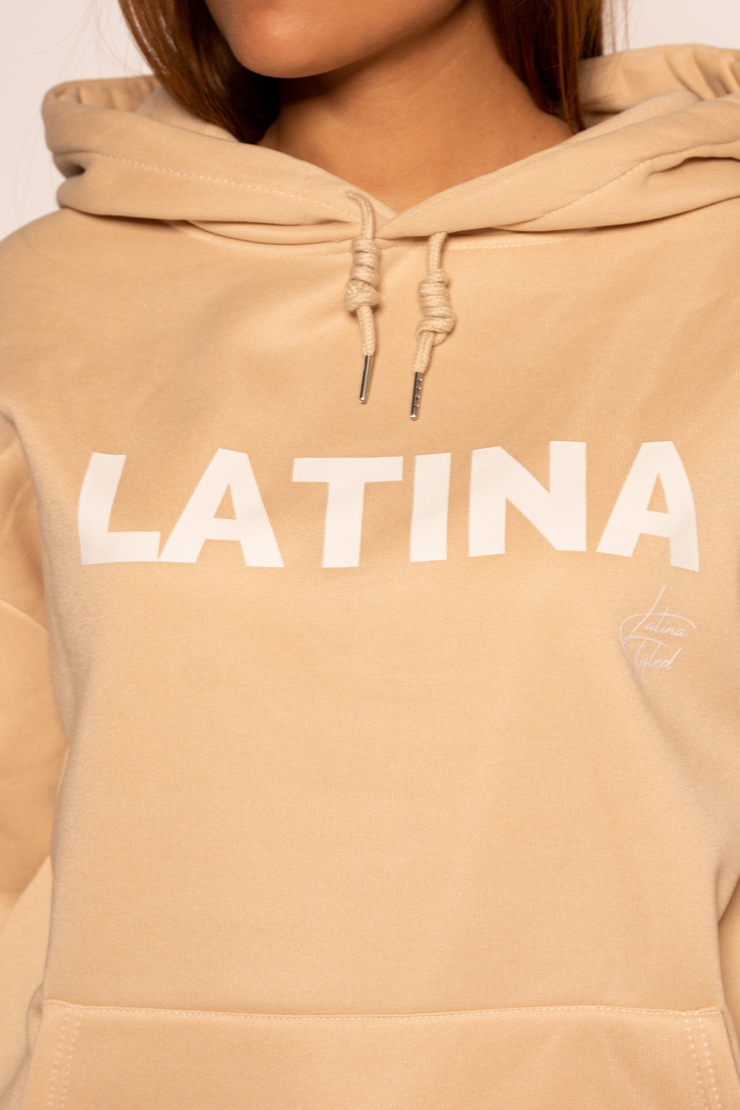 Latina Slogan Hoodie - Crema