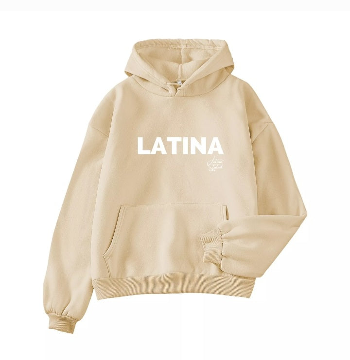 Latina Slogan Hoodie - Crema